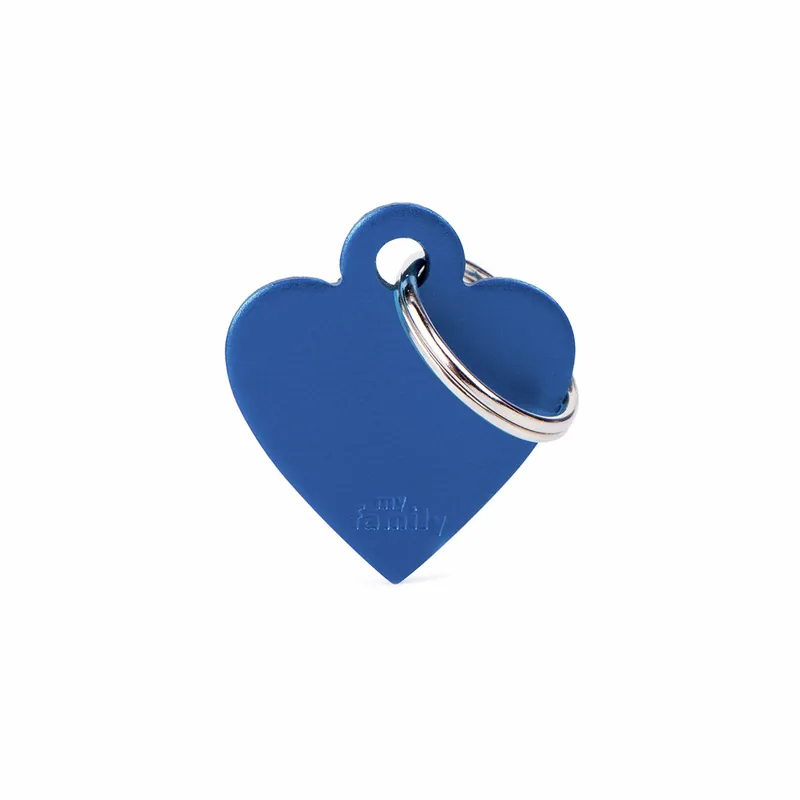 MY FAMILY Classic Small Heart Aluminum Tag blau Hundemarke Sichere Zahlung